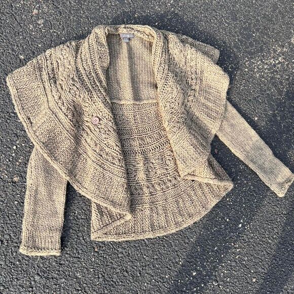 Y2K Chunky Knit Wool Cardigan Sweater - Picture 2 of 7